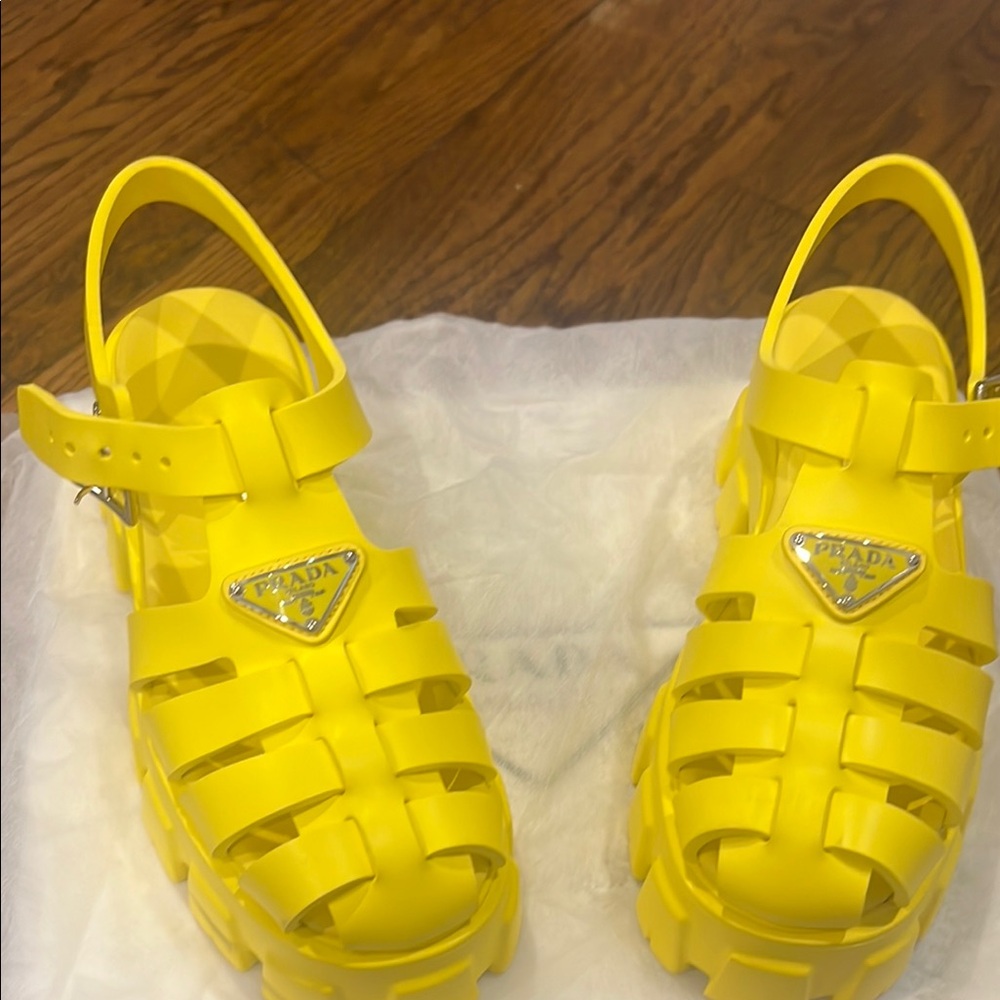 Prada Vibrant Yellow Strappy Sandals